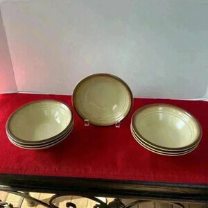 Vintage Arita Country Kitchen Honey Wheat , set of 7 soup/ cereal, bowls.